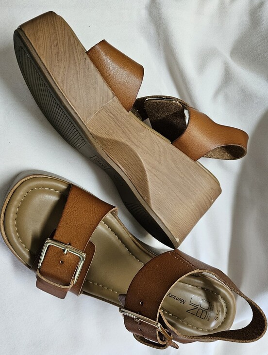 No Boundaries Shoes - No Boundaries Tan Platform Wedge Sandals with Buckles